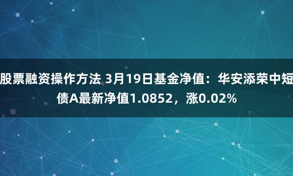 股票融资操作方法 3月19日基金净值：华安添荣中短债A最新净值1.0852，涨0.02%