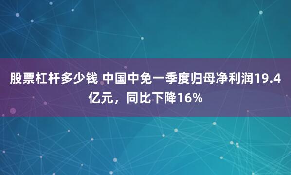 股票杠杆多少钱 中国中免一季度归母净利润19.4亿元，同比下降16%
