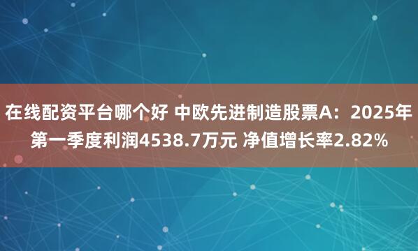 在线配资平台哪个好 中欧先进制造股票A：2025年第一季度利润4538.7万元 净值增长率2.82%