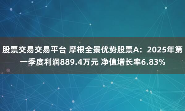 股票交易交易平台 摩根全景优势股票A：2025年第一季度利润889.4万元 净值增长率6.83%