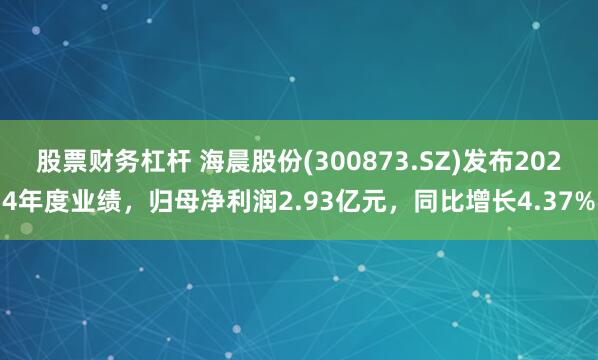 股票财务杠杆 海晨股份(300873.SZ)发布2024年度业绩，归母净利润2.93亿元，同比增长4.37%