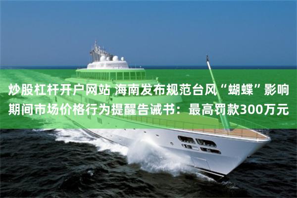 炒股杠杆开户网站 海南发布规范台风“蝴蝶”影响期间市场价格行为提醒告诫书：最高罚款300万元